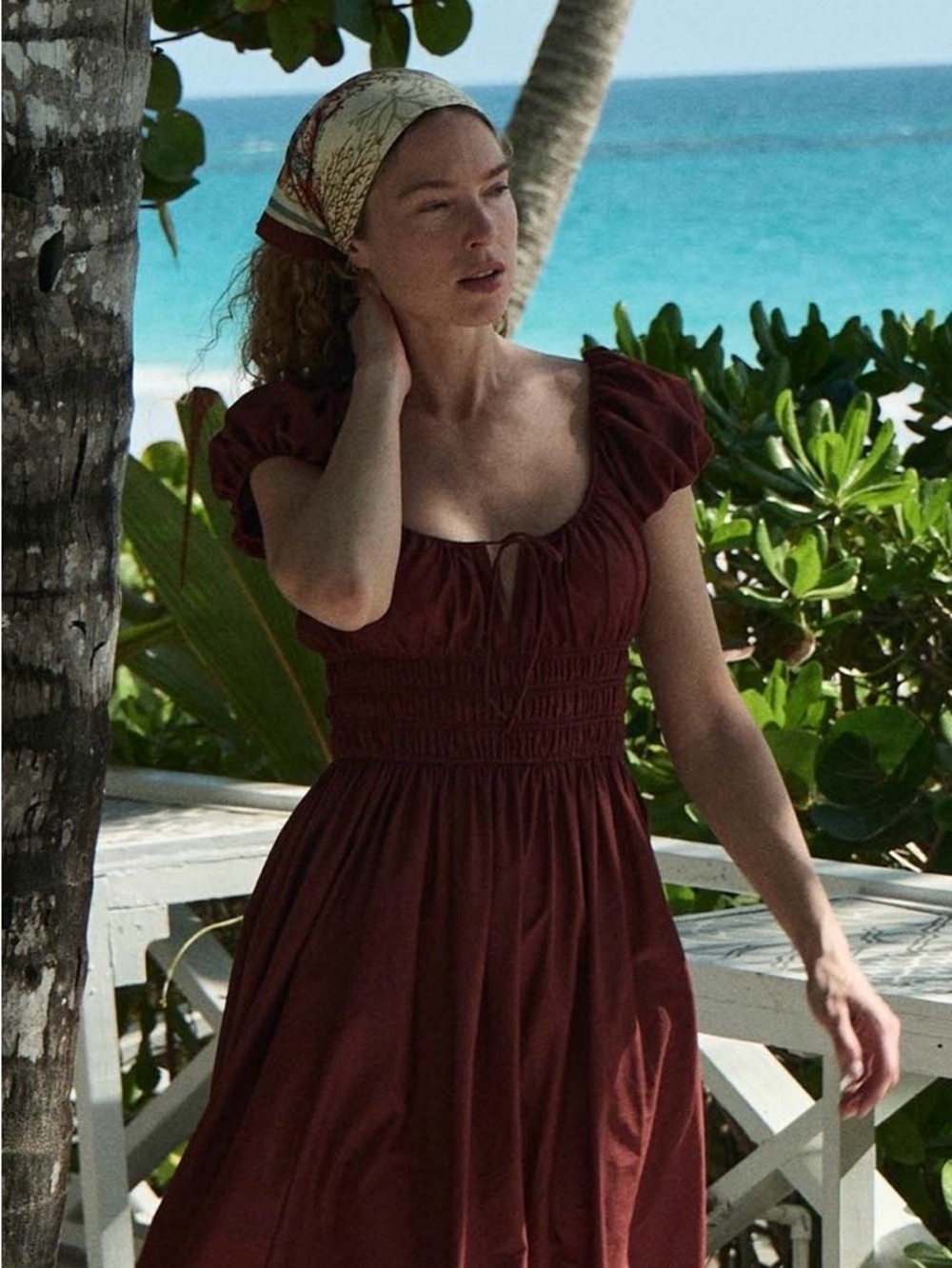 Doen Quinn Organic Cotton Poplin Rust Puff-Sleeve Maxi  Dress